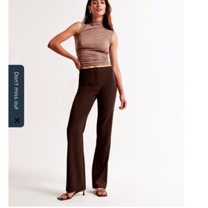 Abercrombie & Fitch Wide Leg Trouser Pants Brown 100% Cotton Zip Women's Size M